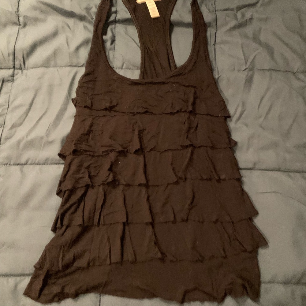 Black Ruffled Tank Top